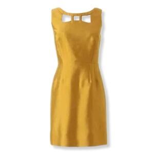 Maeve Gold Yellow Silk Sleeveless Mini Dress 6 Retro Cocktail Wedding Guest